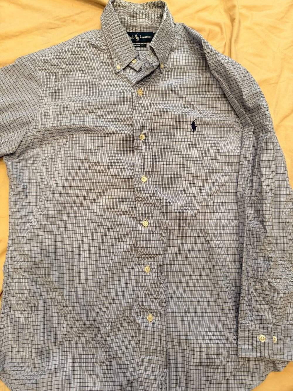 Ralph Lauren Custom Fit Blue Tattersall Button-Down Shirt 15.5
